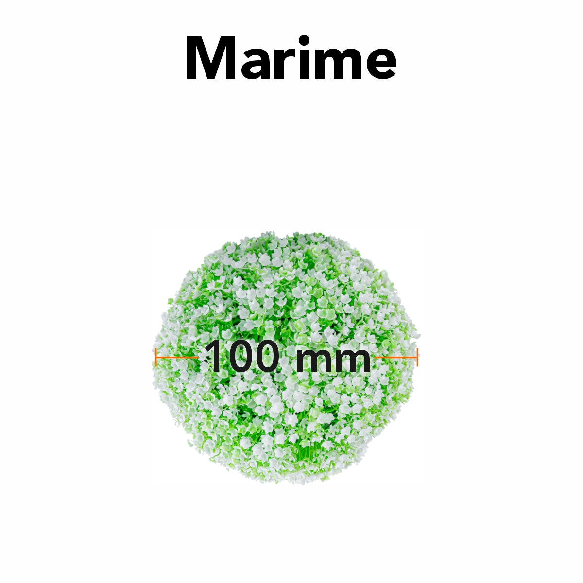 Sfera din plante artificiale, cu flori, Naimeed D5934, Verde-Alb, 100mm