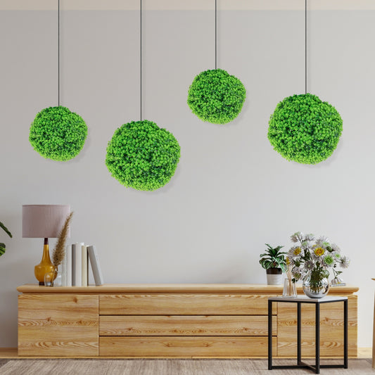 Sfera din plante artificiale, cu flori, Naimeed D5935, Verde Inchis, 280mm