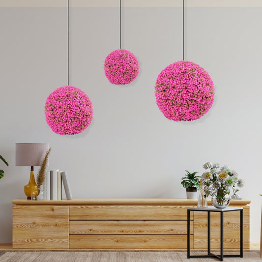 Sfera din plante artificiale, cu flori, Naimeed D5942, Roz Inchis, 100mm