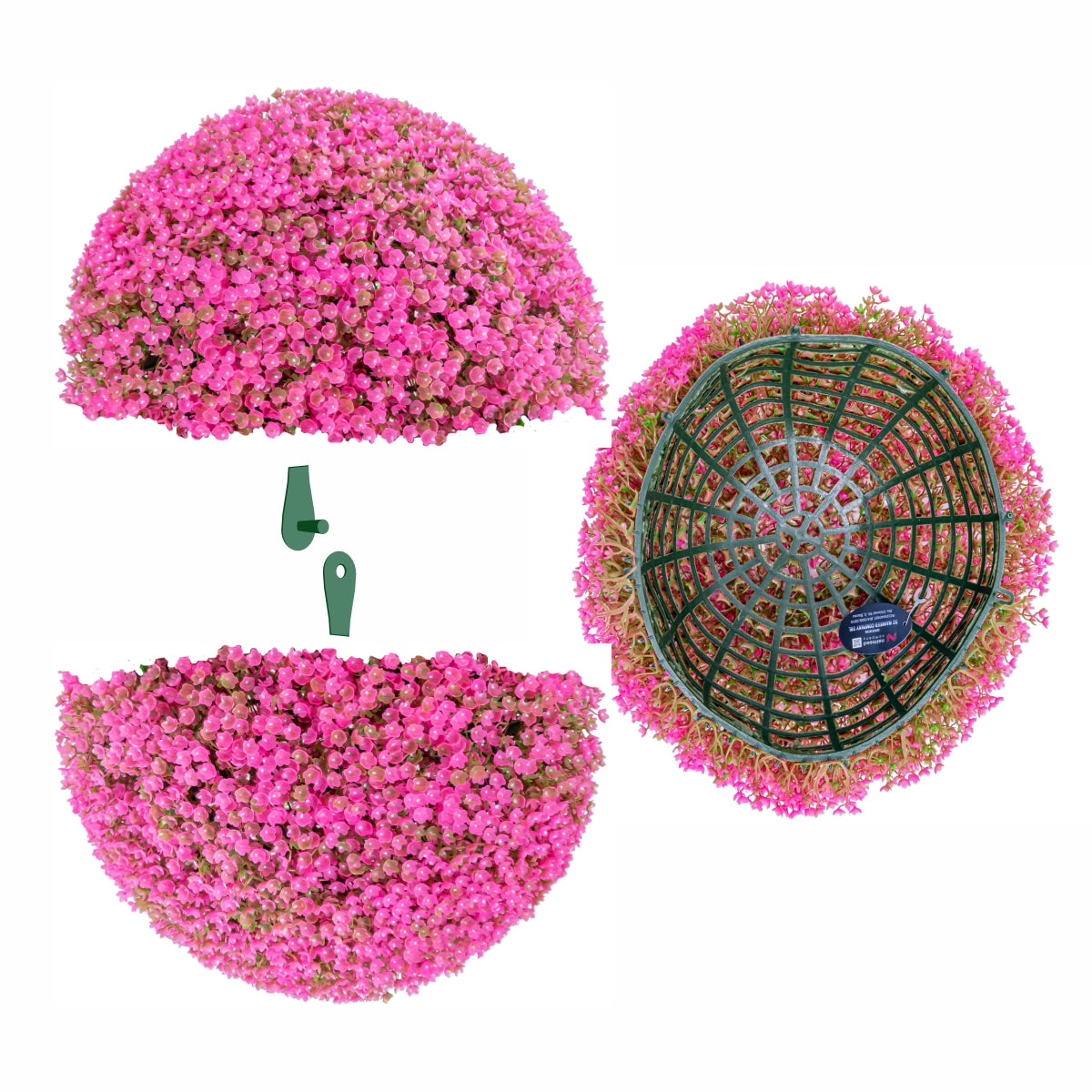 Sfera din plante artificiale, cu flori, Naimeed D5940, Roz Inchis, 200mm