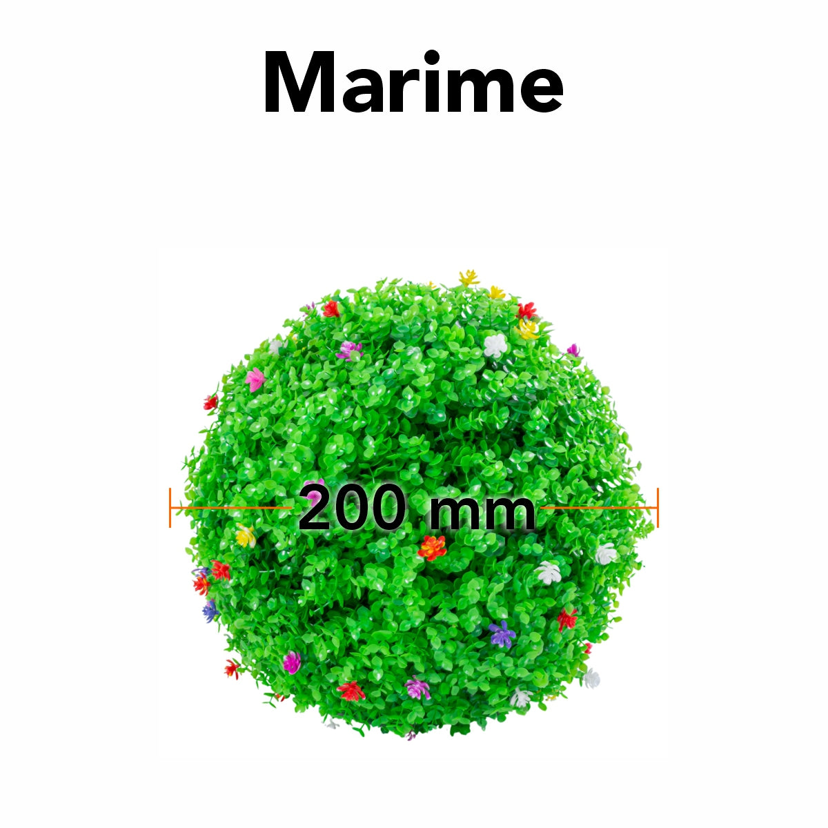 Sfera din plante artificiale, cu flori, Naimeed D5944, Verzui, 200mm