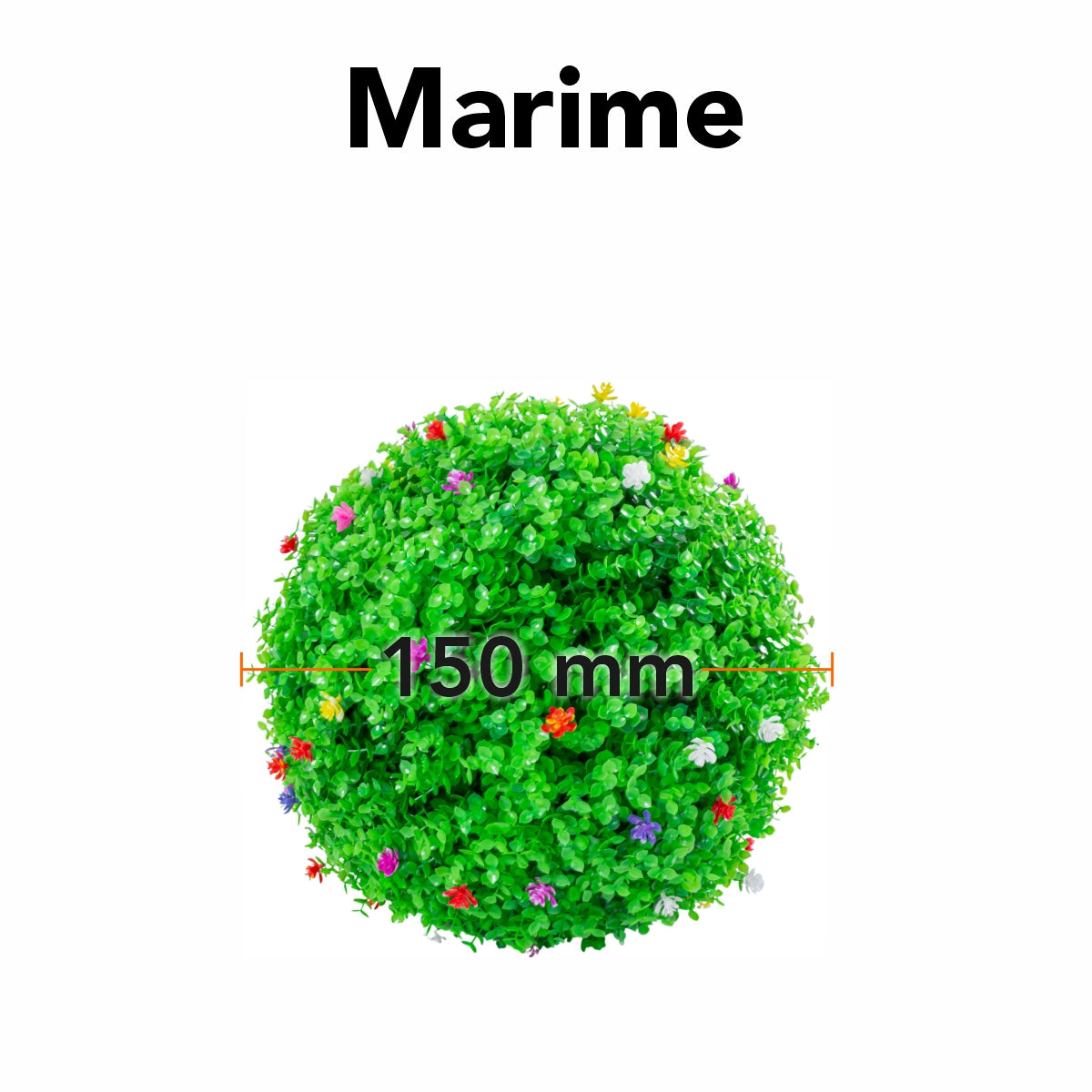 Sfera din plante artificiale, cu flori, Naimeed D5945, Verzui, 150mm