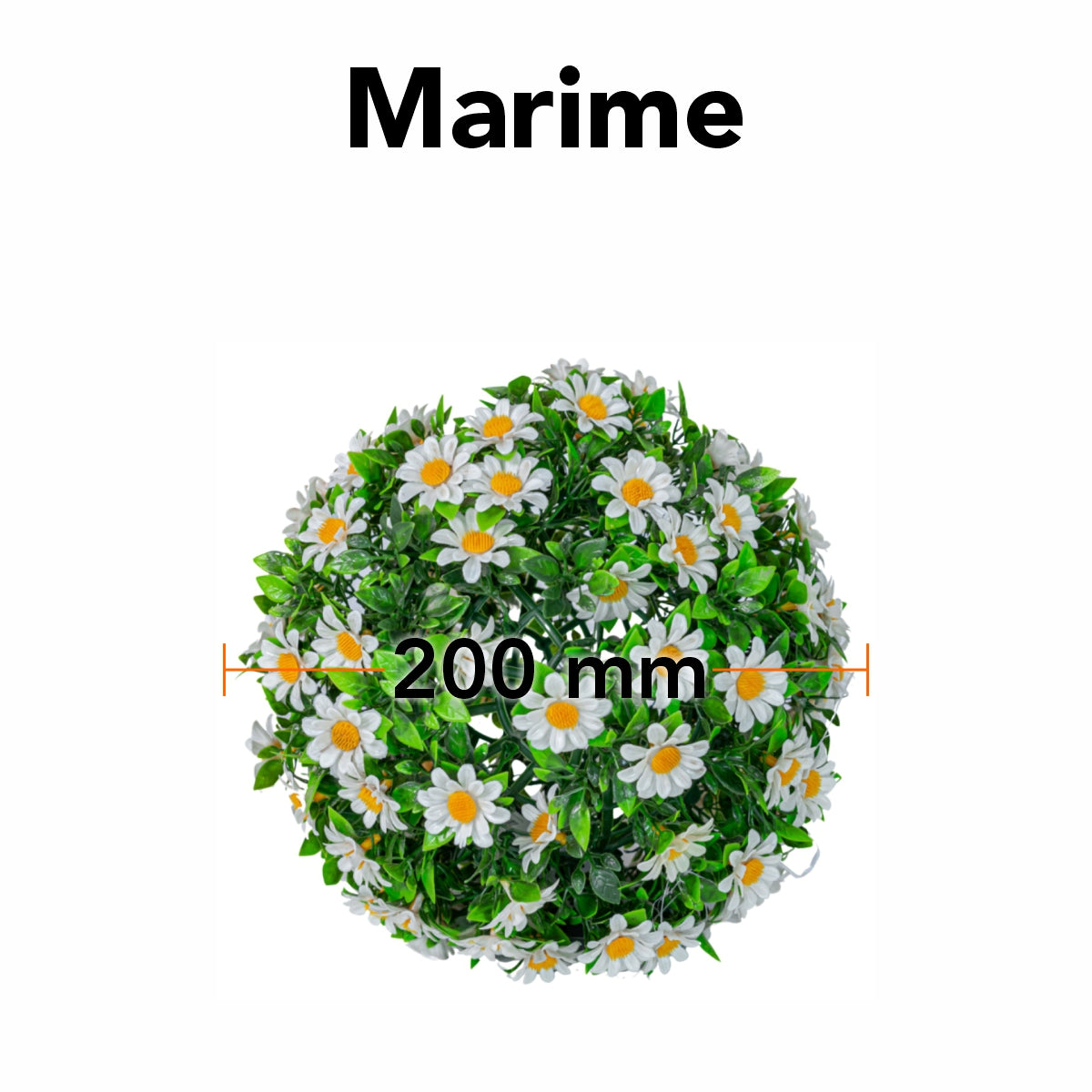 Sfera din plante artificiale, cu flori, Naimeed D5948, Vernil, 200mm