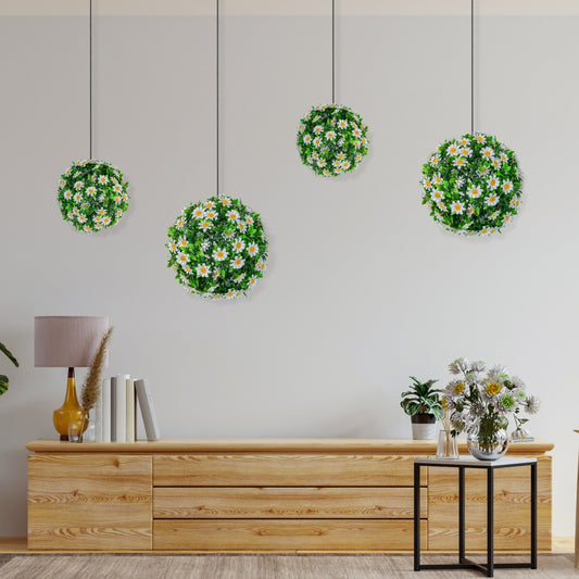 Sfera din plante artificiale, cu flori, Naimeed D5947, Vernil, 280mm