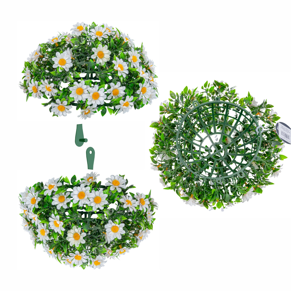 Sfera din plante artificiale, cu flori, Naimeed D5947, Vernil, 280mm