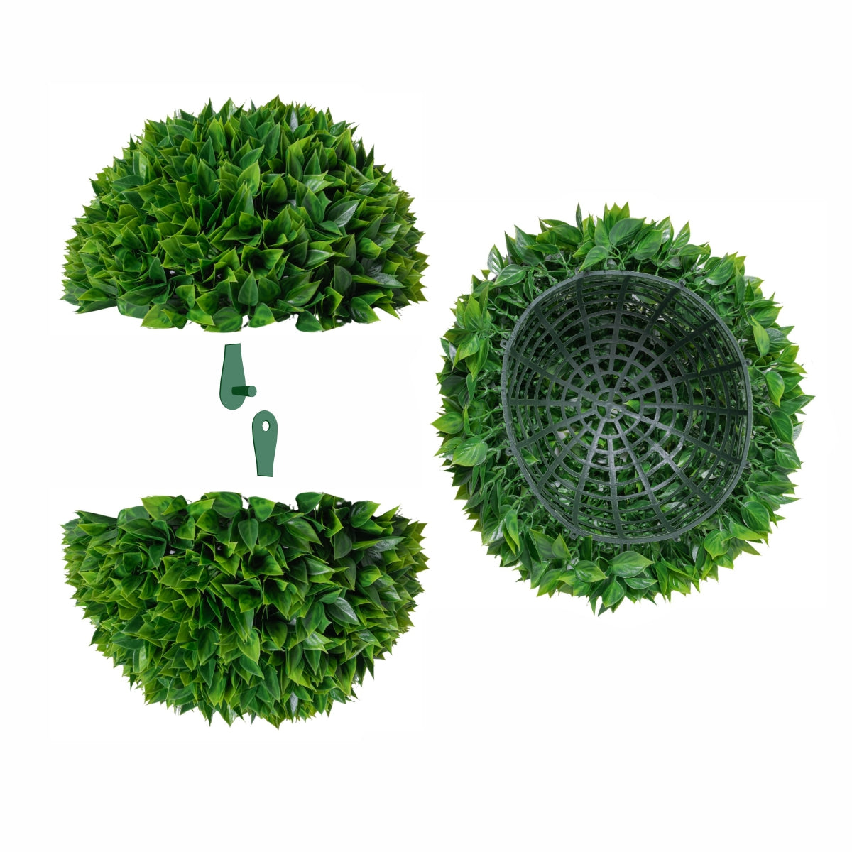Sfera din plante artificiale, cu flori, Naimeed D5953, Verde intens, 150mm