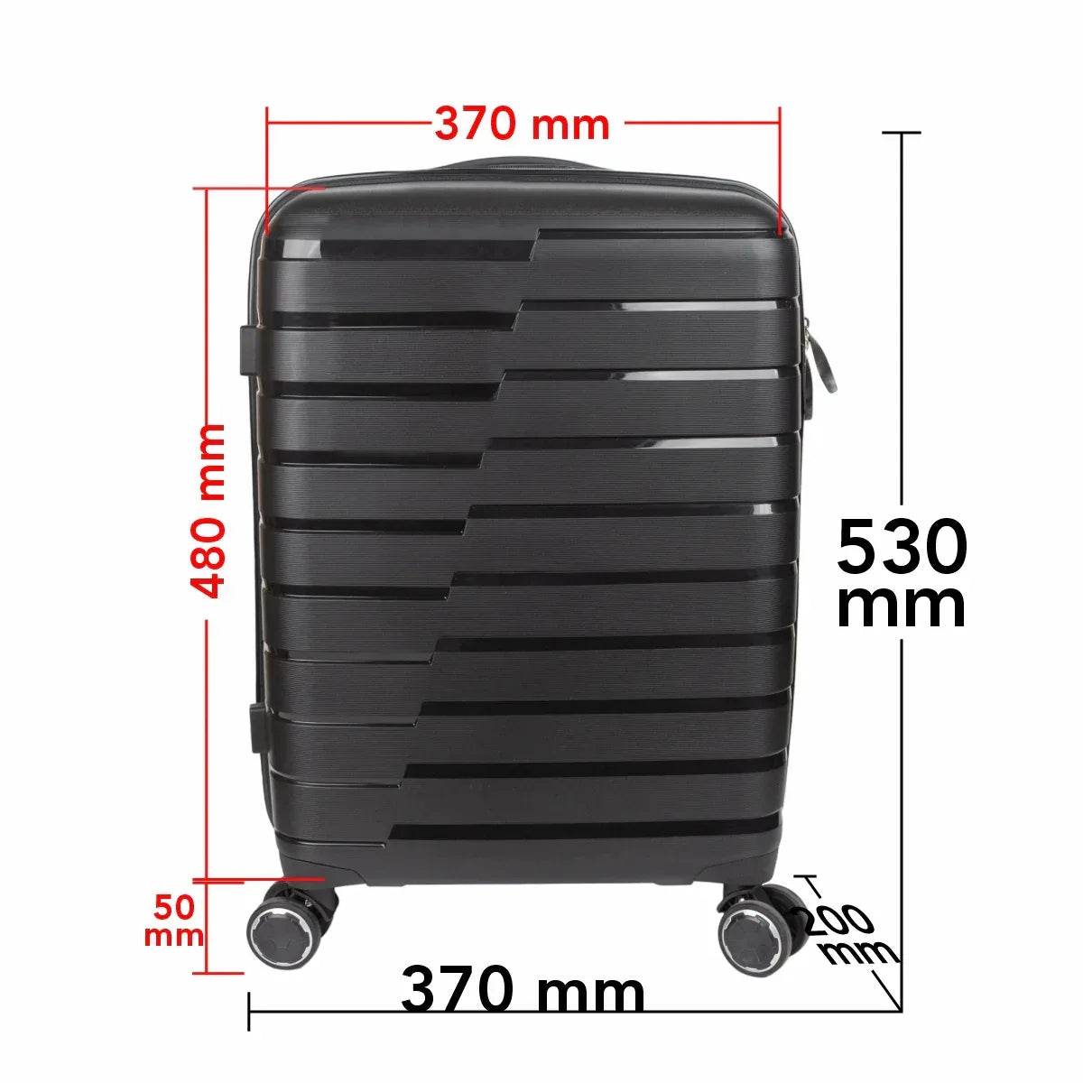 Troler voiaj Mic S, StowAway, Naimeed D5962, 4 roti duble 360 grade detasabile , PP, inchidere cifru, Negru, 37x20x48cm - 221.ro