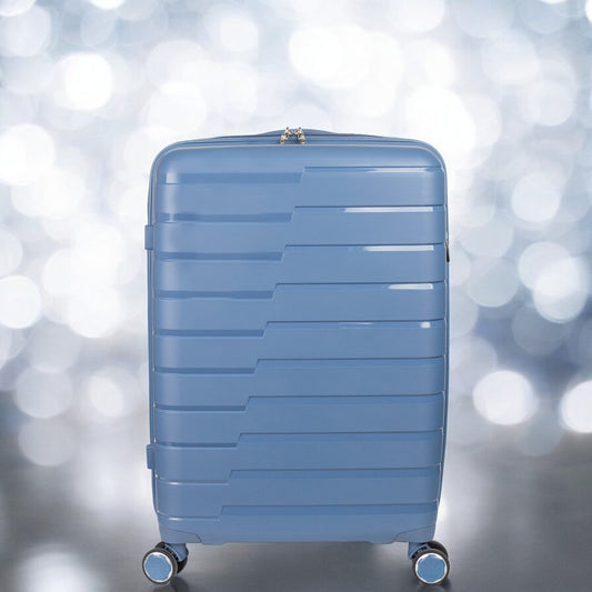 Troler voiaj Mediu M, StowAway, Naimeed D5963, 4 roti duble 360 grade detasabile , PP, inchidere cifru, Albastru, 39x22x51cm