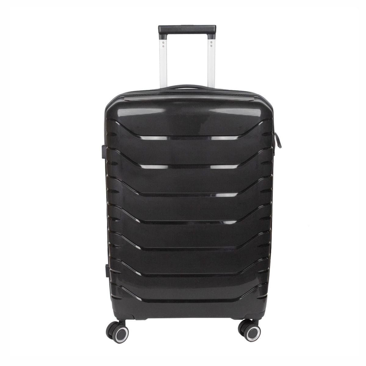 Troler voiaj Mare L, StowAway, Naimeed D5966, 4 roti duble 360 grade detasabile , PP, inchidere cifru, Negru, 44x26x61cm