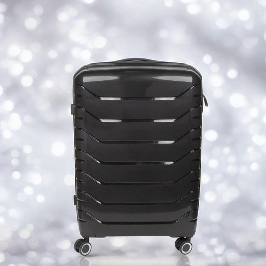 Troler voiaj Mediu M, StowAway, Naimeed D5966, 4 roti duble 360 grade detasabile , PP, inchidere cifru, Negru, 39x22x51cm