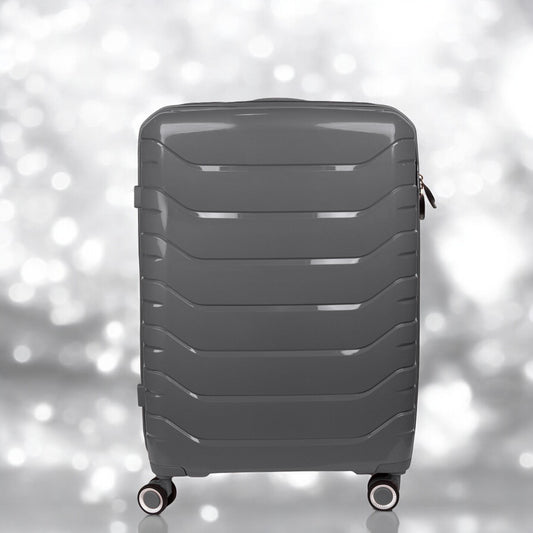 Troler voiaj Mediu M, StowAway, Naimeed D5967, 4 roti duble 360 grade, PP, inchidere cifru, Gri, 39x22x51cm