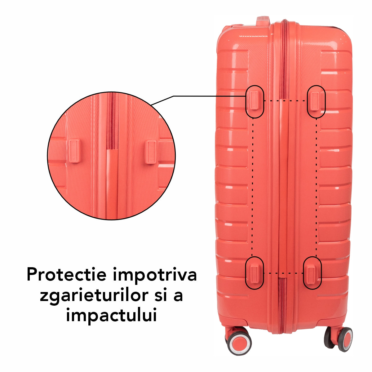Troler voiaj Mic S, StowAway, Naimeed D5969, 4 roti duble 360 grade detasabile , PP, inchidere cifru, Rosu, 37x20x48cm
