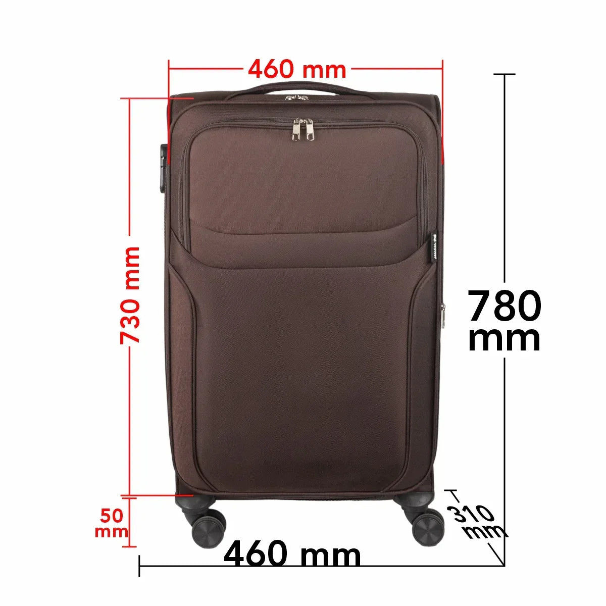 Troler voiaj Mare, Naimeed D5973, 4 roti duble 360 grade, material textil, inchidere cifru, Maro, 46x31x73cm - 221.ro