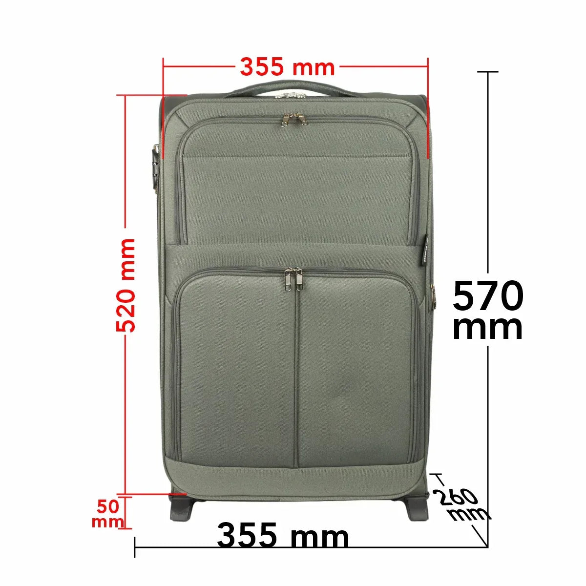 Troler voiaj Mic, Naimeed D5975, 2 roti, material textil, inchidere cifru, Kaki, 35.5x26x52cm - 221.ro