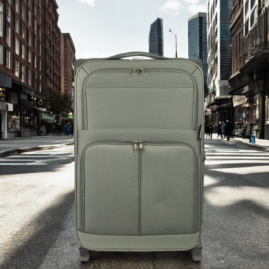 Troler voiaj Mare, Naimeed D5975, 2 roti, material textil, inchidere cifru, Kaki, 45x30x73cm