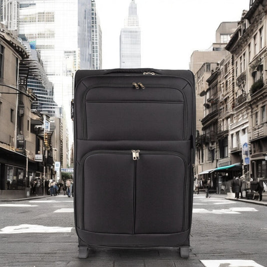 Troler voiaj Mic, Naimeed D5978, 2 roti, material textil, inchidere cifru, Negru, 35.5x26x52cm