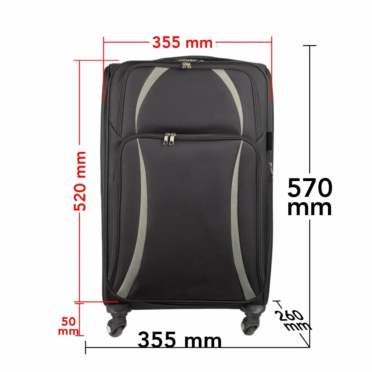 Troler voiaj Mic, Naimeed D5979, 4 roti, material textil, inchidere cifru, Negru, 35.5x26x52cm - 221.ro