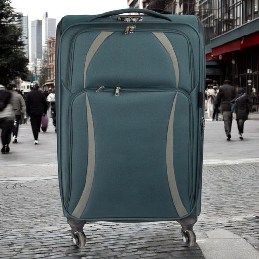 Troler voiaj Mic, Naimeed D5981, 4 roti, material textil, inchidere cifru, Verde, 35.5x26x52cm