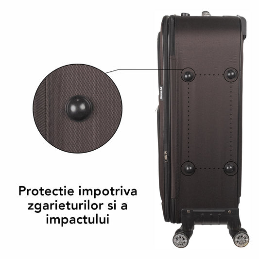 Troler voiaj Mediu, Naimeed D5995, 4 roti, material textil, inchidere cifru, Maro, 43x27x63cm