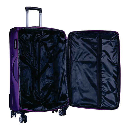 Troler voiaj Mic, Naimeed D5997, 4 roti duble 360 grade, material textil, inchidere cifru, Mov, 35x21x58cm - 221.ro