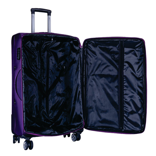 Troler voiaj Mic, Naimeed D5997, 4 roti duble 360 grade, material textil, inchidere cifru, Mov, 35x21x58cm