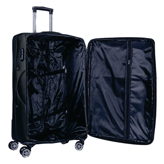Troler voiaj Mediu, Naimeed D5998, 4 roti duble 360 grade, material textil, inchidere cifru, Negru, 41x23x68cm