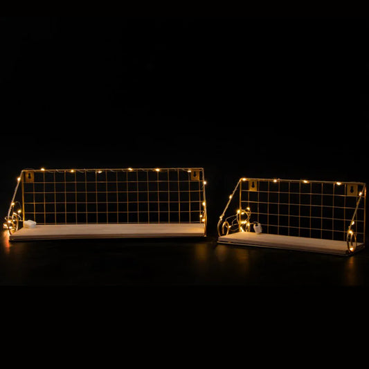 Set 2 etajere suspendate, Luminite Led, Auriu, Naimeed D60, 45x15x13 cm - 221.ro