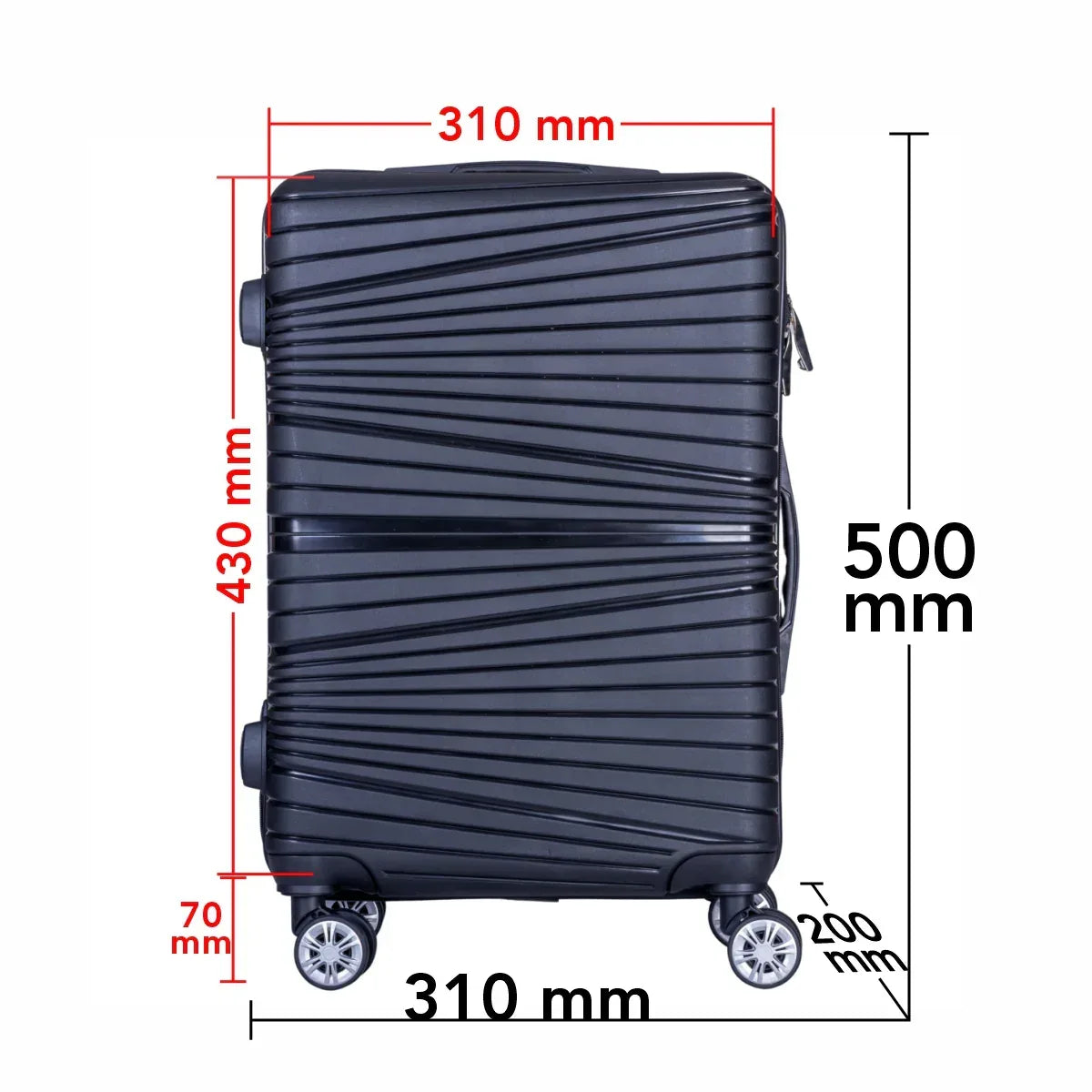 Troler voiaj Mic, Naimeed D6005, 4 roti duble 360 grade, PP, inchidere cifru, Negru, 31x20x43cm - 221.ro