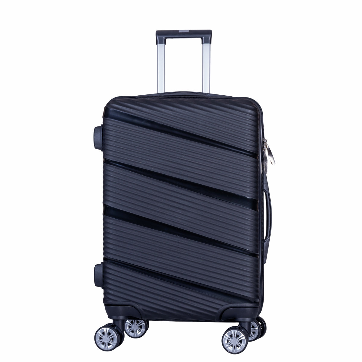 Troler voiaj Mediu, Naimeed D6006, 4 roti duble 360 grade, PP, inchidere cifru, Negru, 39x22.5x54cm