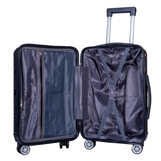 Troler voiaj Mare, Naimeed D6007, 4 roti duble 360 grade, PP, inchidere cifru, Negru, 47x25.5x67cm - 221.ro