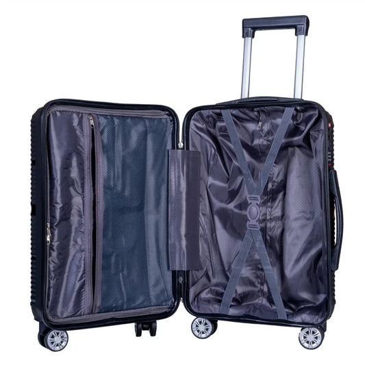 Troler voiaj Mic, Naimeed D6008, 4 roti duble 360 grade, PP, inchidere cifru, Negru, 36x21.5x50cm - 221.ro