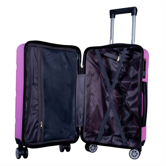 Troler voiaj Mare, Naimeed D6009, 4 roti duble 360 grade, PP, inchidere cifru, Roz, 45x24.5x69cm