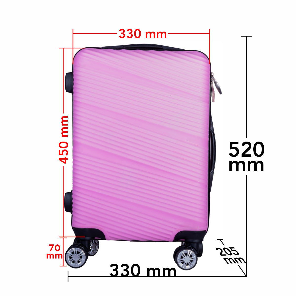 Troler voiaj Mic, Naimeed D6010, 4 roti duble 360 grade, PP, inchidere cifru, Roz, 33x20.5x45cm