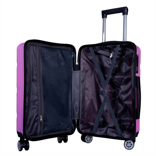 Troler voiaj Mare, Naimeed D6010, 4 roti duble 360 grade, PP, inchidere cifru, Roz, 46x25x64cm