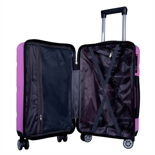 Troler voiaj Mare, Naimeed D6011, 4 roti duble 360 grade, PP, inchidere cifru, Roz, 47x25.5x67cm - 221.ro