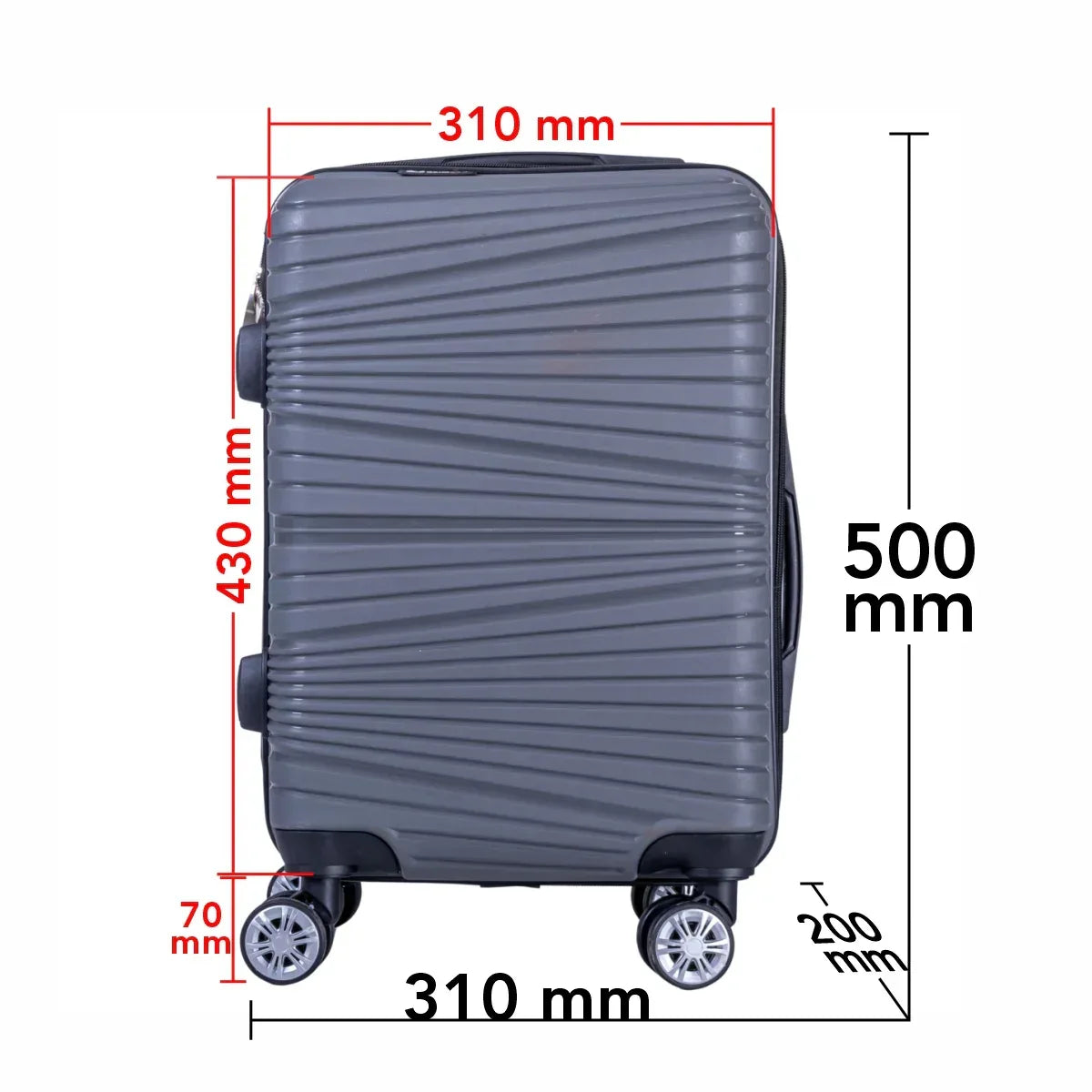 Troler voiaj Mic, Naimeed D6017, 4 roti duble 360 grade, PP, inchidere cifru, Gri, 31x20x43cm - 221.ro