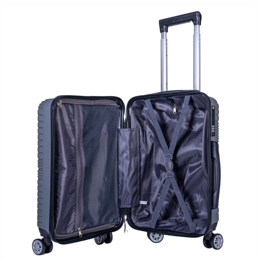 Troler voiaj Mare, Naimeed D6017, 4 roti duble 360 grade, PP, inchidere cifru, Gri, 45x24.5x69cm