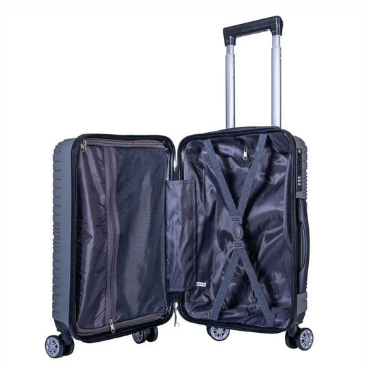 Troler voiaj Mediu, Naimeed D6020, 4 roti duble 360 grade, PP, inchidere cifru, Gri, 43x24x59cm - 221.ro