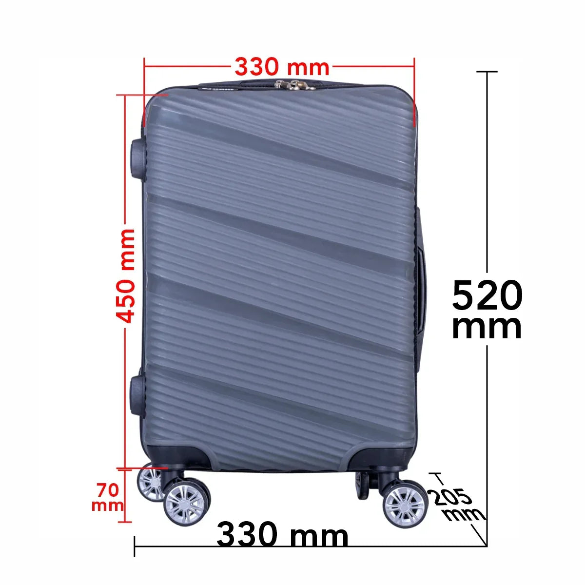 Troler voiaj Mic, Naimeed D6018, 4 roti duble 360 grade, PP, inchidere cifru, Gri, 33x20.5x45cm - 221.ro