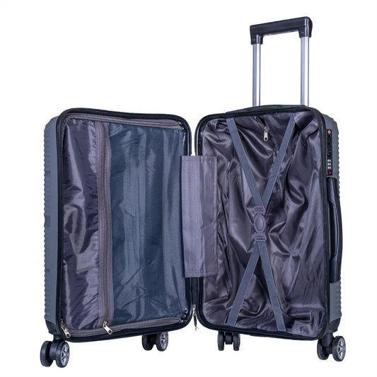 Troler voiaj Mic, Naimeed D6018, 4 roti duble 360 grade, PP, inchidere cifru, Gri, 33x20.5x45cm - 221.ro