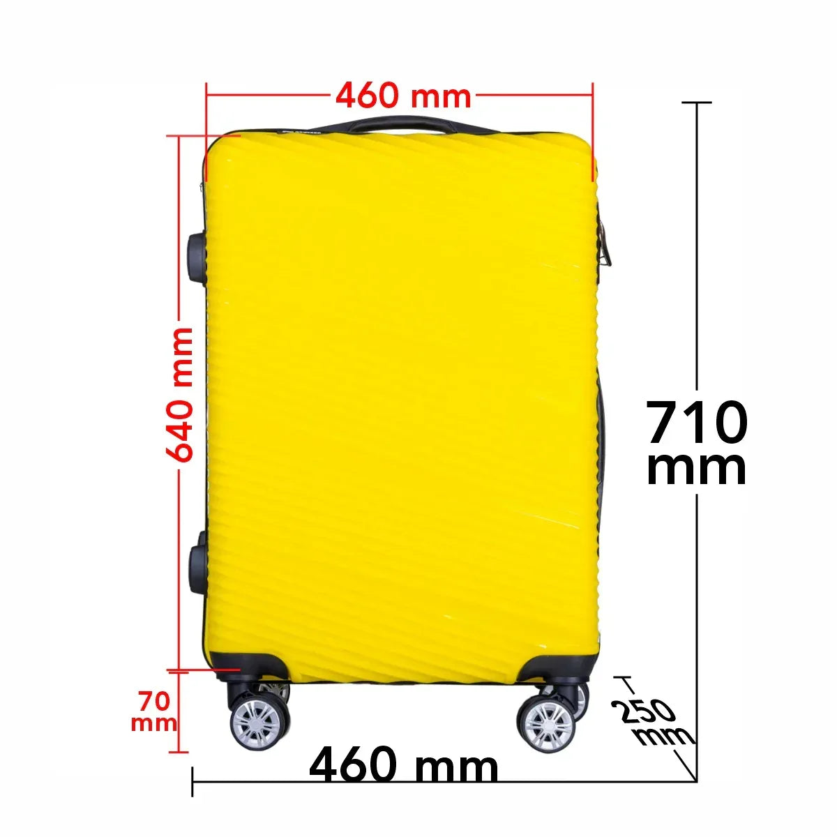 Troler voiaj Mare, Naimeed D6022, 4 roti duble 360 grade, PP, inchidere cifru, Galben, 46x25x64cm - 221.ro
