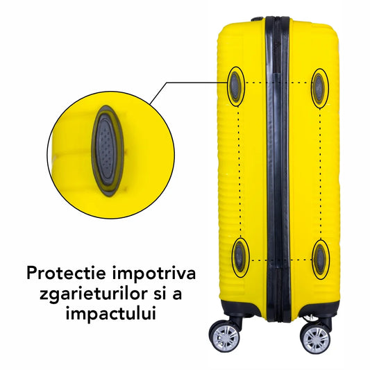 Troler voiaj Mic, Naimeed D6022, 4 roti duble 360 grade, PP, inchidere cifru, Galben, 33x20.5x45cm - 221.ro