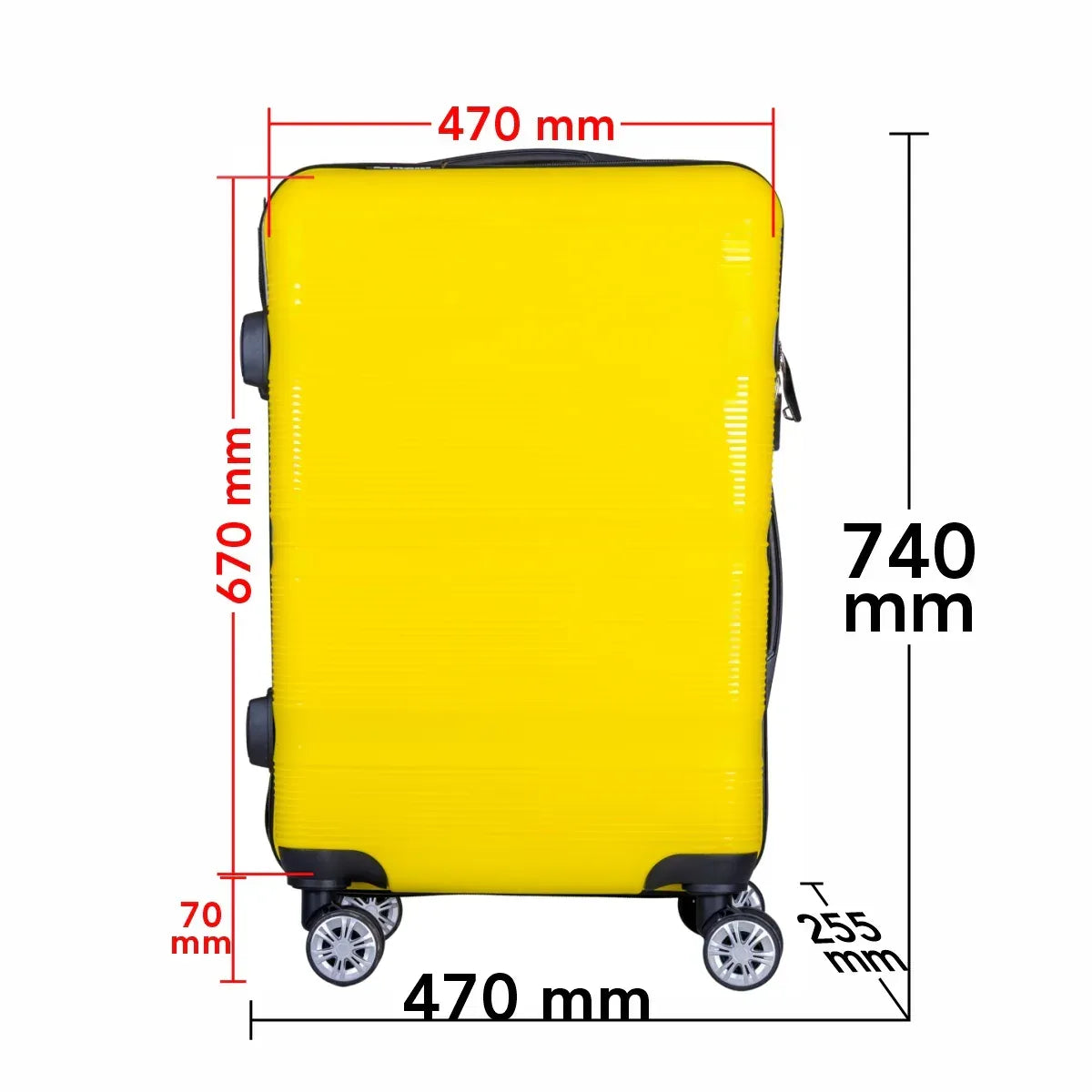 Troler voiaj Mare, Naimeed D6023, 4 roti duble 360 grade, PP, inchidere cifru, Galben, 47x25.5x67cm - 221.ro