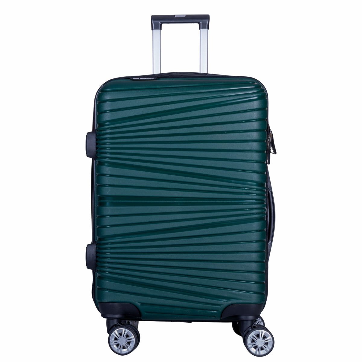 Troler voiaj Mare, Naimeed D6025, 4 roti duble 360 grade, PP, inchidere cifru, Verde, 45x24.5x69cm