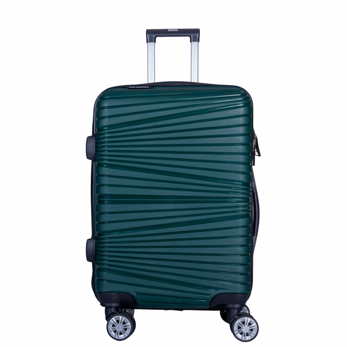 Troler voiaj Mediu, Naimeed D6025, 4 roti duble 360 grade, PP, inchidere cifru, Verde, 37x22x52cm