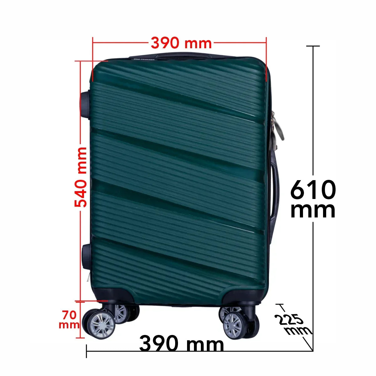 Troler voiaj Mediu, Naimeed D6026, 4 roti duble 360 grade, PP, inchidere cifru, Verde, 39x22.5x54cm - 221.ro