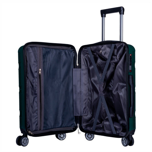 Troler voiaj Mare, Naimeed D6028, 4 roti duble 360 grade, PP, inchidere cifru, Verde, 49x26x70cm