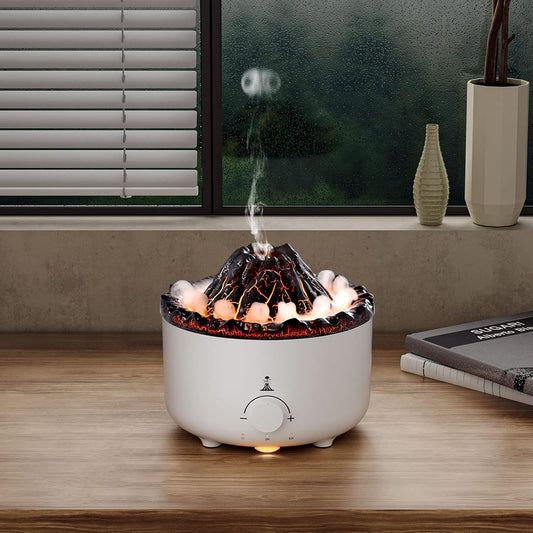 Umidificator cu aromaterapie, Naimeed D6032, vulcan, Alb, 153x140x153mm