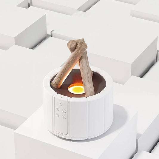 Umidificator cu aromaterapie, Naimeed D6033, Foc de Tabara, Alb, 148x200x148mm