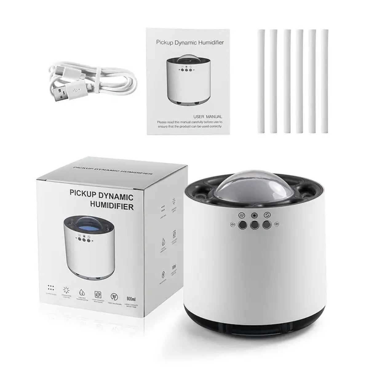 Umidificator cu aromaterapie, Naimeed D6050, Alb, 128x137x128mm